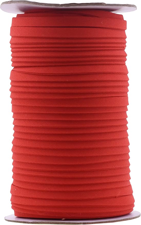 Mandala Crafts 55 Yards 1/4 Inch Red Double Fold Bias Tape for Sewing - Bias Binding Tape for Quilting Binding, Hemming, Seam, and Fabric Piping