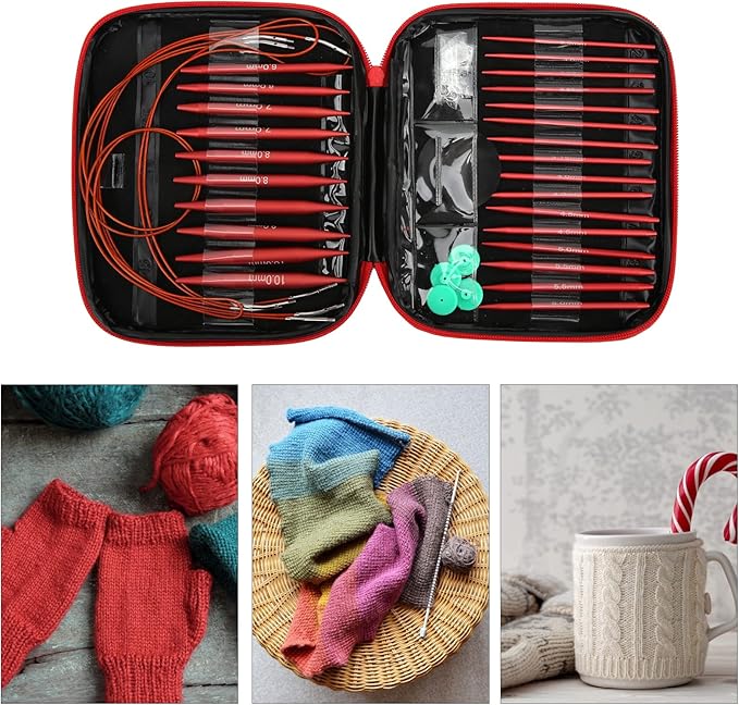 Fayelume Interchangeable Knitting Needles, Circular Knitting Needles Set, with Storage Case and Extension Cable Knit, for Beginners, 3 MM to 10 MM