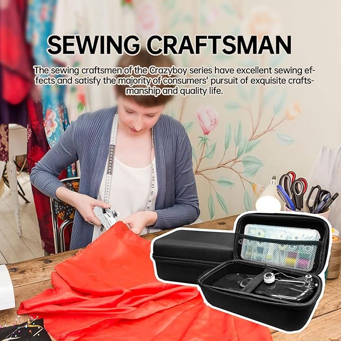 Beginner's Sewing kit with Storage Handheld Sewing Machine, Portable Sewing Machine with Storage, Electric Switch, Two Speed Modes,Easy to Operate.Sewing Machine for Beginners.White with Accessories.