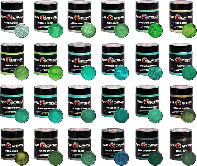 Eye Candy Pigments Premium Green Mica Powder - Peace Lilly (50gr) - for Epoxy, Resin, Soap, Paint, Woodworking, Acrylic Pouring, Bath Bombs, Fishing Lures - DIY Arts and Crafts Additive