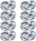 Chunky Yarn for Hand Knitting - #10 Chunky Chenille Blanket Yarn, Jumbo Big Thick Chunky Yarns for Crocheting, Tie Dye Bulky Knit Yarns, 8 Skein (25 yds 8 oz Each Skein), Multi Grey&White