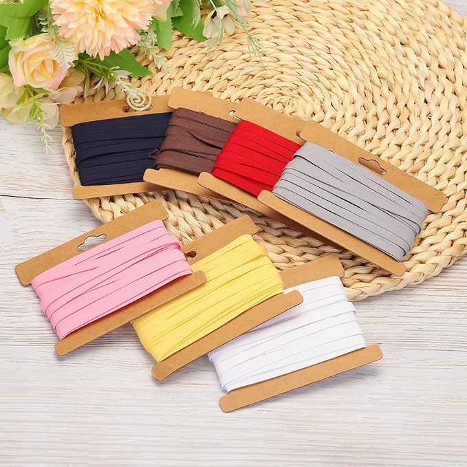 MECCANIXITY 1/4 Inch Double Fold Bias Tape Cotton Continuous Bulk Bias Tape for Sewing,Seaming Quilting Hemming Binding Crafts (Navy Blue 12 Yards)
