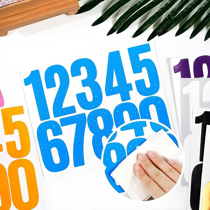 10 Sheets Vinyl Mailbox Number Stickers - Self-Adhesive Address Labels for Cars, House Doors, Windows & Metal Mailboxes (Blue, 3 inch)