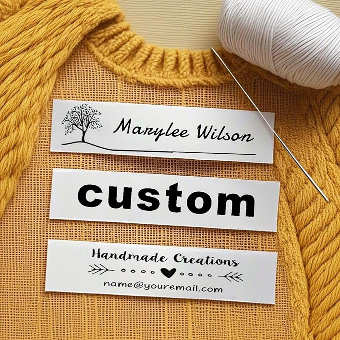 100pcs Custom Name Fabric Labels,Personalized Sew-On Clothing Tags,Custom Sewing Labels for Clothing Bags Dress T-Shirt Crocheting, Handmade Items, Crafts and More 2x6cm