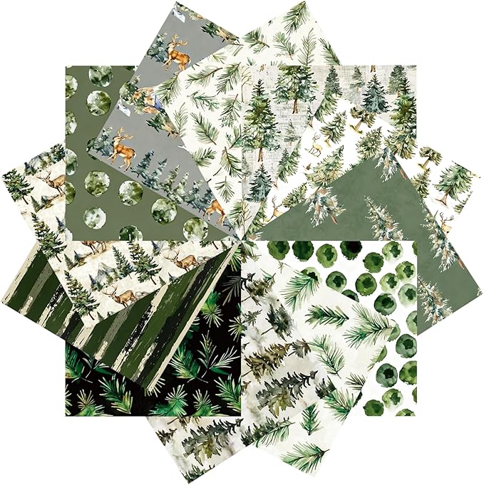 24 Sheets Large Watercolor Forest Deer Double-Sided Craft Paper Pack, Vintage Pine Tree Woodland Pattern Paper for Decoupage, Scrapbooking, Journaling, Card Making & DIY Christmas Holiday Crafts