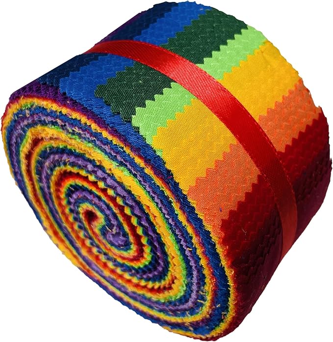 Jelly Roll Fabric 100% Cotton Quilting Fabric, 40 Pre-Cut Strips (2.5 x 44 Inch) for Quilting and Sewing - 10 Assorted Solid Colours-Five Solid Colors