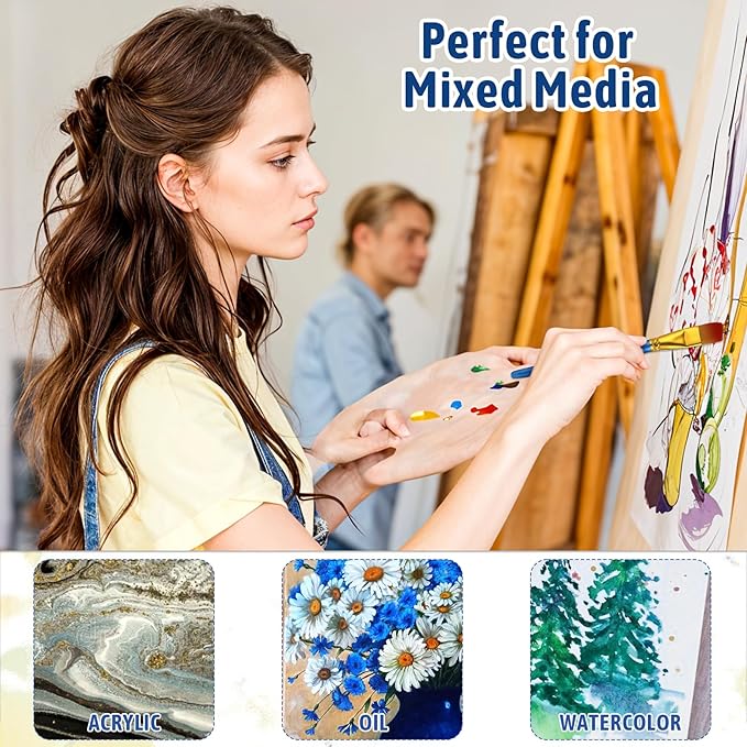 40 Pcs 0.75 Inch Flat Paint Brushes for Acrylic Painting Watercolor Acrylic Paint Brush Artist Painting Brush with Wooden Handles for Watercolor Oil Face Body Art Kids Adult Artist, Blue