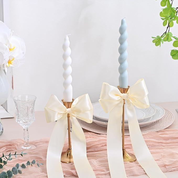 Double Face Ivory Satin Ribbon 1-1/2 inch X 50 Yards Polyester Ivory Ribbon for Gift Wrapping Very Suitable for Weddings Party Hair Bow Invitation Decorations and More