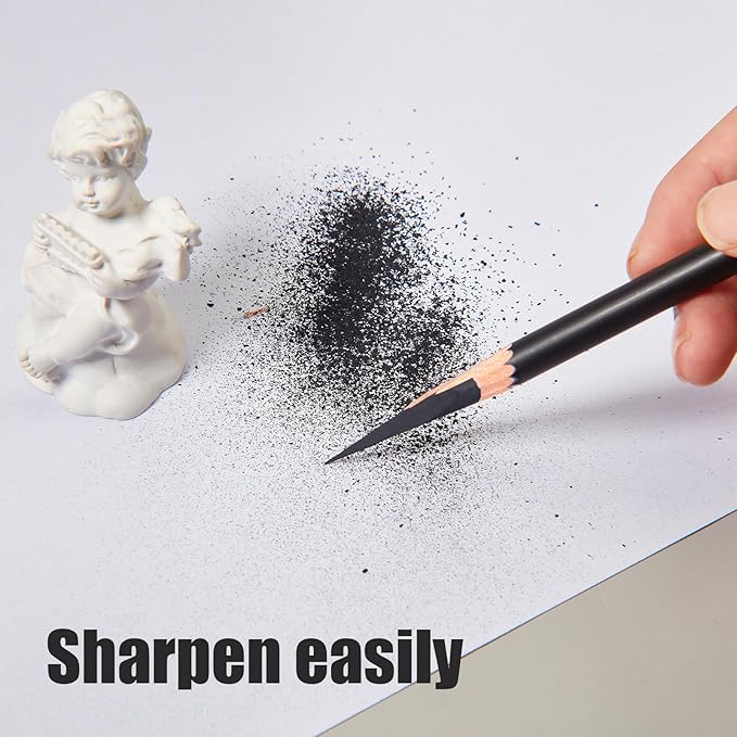 Geyoga 36 Pcs Professional Charcoal Pencils Soft, Medium and Hard for Drawing Charcoal Pencils for Sketching Shading Drawing Blending Portrait(Black, Hard)