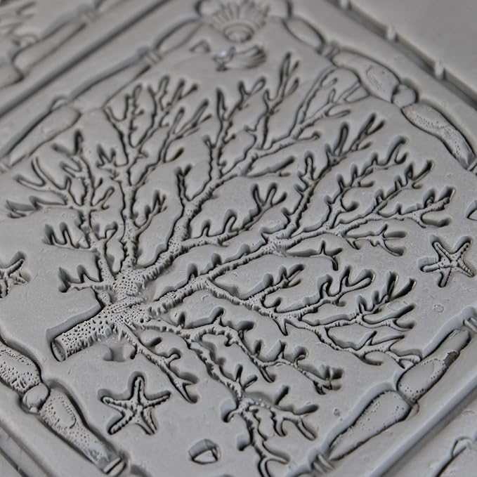 Coral Clay Texture Roller (4") - Ocean Set #01 - Embossing Pattern Roller for Polymer & Ceramic Clay, Pottery & Crafts