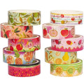 Fruits Washi Tape Set 10 Rolls Harvest Orchard Patterns Gold Decorative Tapes for Journals, Planners, Scrapbooking, Gift Wrapping, DIY Crafts (Fruits)