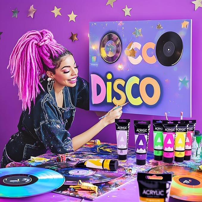 AUREUO Neon Magenta Acrylic Paint, 4 Fl Oz / 120ml Single Tube, Hot Pink Rich Pigment Art Craft Paints for Canvas, Rocks, Wood, Ceramic, Fabric - Art Supplies for Beginners, Professionals, Artists