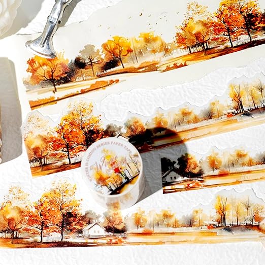Alideco 6pcs Decorative Adhesive Tapes Vintage Mountain Landscape Washi Tape Great for Bullet Journal Supplies, Arts, Scrapbook, DIY Crafts, Planners (lindongjiangzhi)