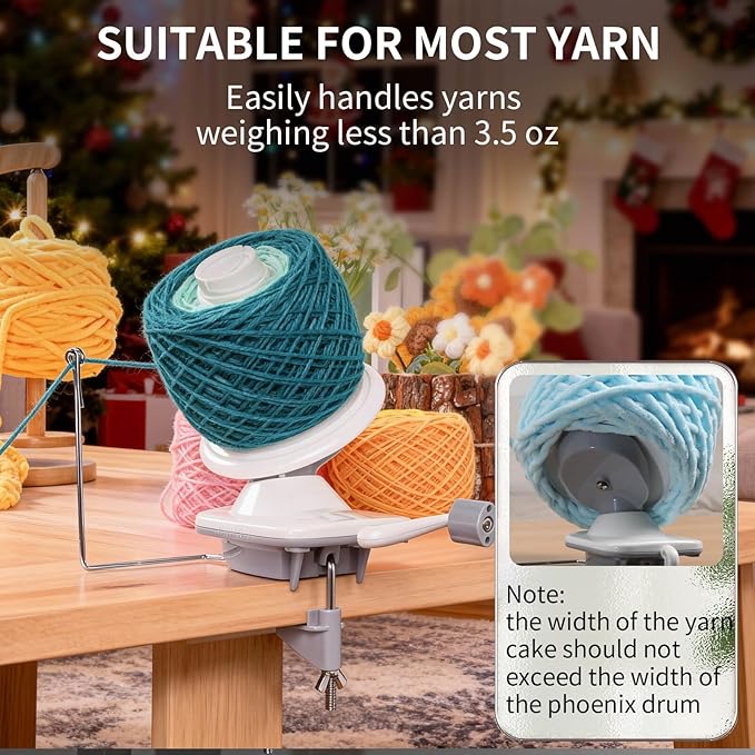 SPEENSUN Yarn Winder, Yarn Winder for Crocheting, 3.5 OZ Easy-to-Install and Efficiently Yarn Ball Winder with Lower Noise, Yarn Spinner for Crochet and Knitting Lover for Yarns Below Size 5