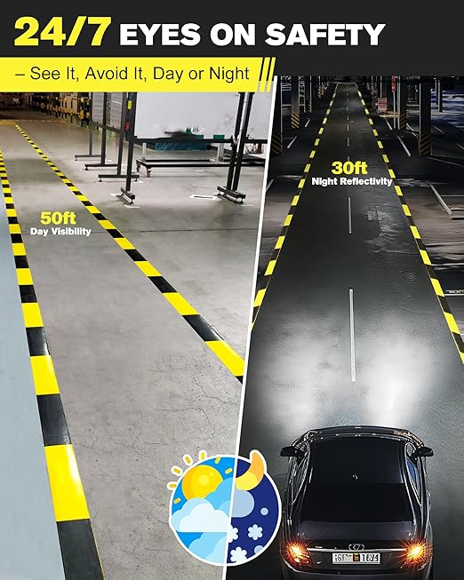 Avery Dennison Safety Floor Tape 2 Inch x 108 FT, Heavy-Duty PVC Forklift-Resistant, High-Visibility Reflective for Warehouse/Factory/Parking, Black & Yellow, ROHS/Reach Certified (3 Rolls)