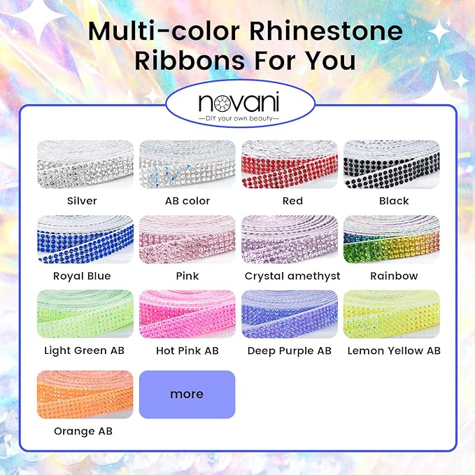 Novani Self Adhesive Rhinestone Ribbon, 0.35 Inch 3 Yards 1 Roll, Royal Blue Crystal Diamond Bling Strips for DIY Crafts, Home Decor, Glitter Glass Rhinestones Tape for Crafting, Car Decoration