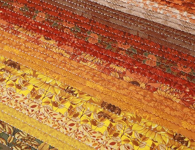 Tinyspool & Co. Jelly Roll Fabric Strips for Quilting, Crafting, and Sewing, 40 Strip Assorted Bundle, Soft Cotton for Blanket, Rug, Upholstery, Home Decor, and Purse Making, Fall is Here