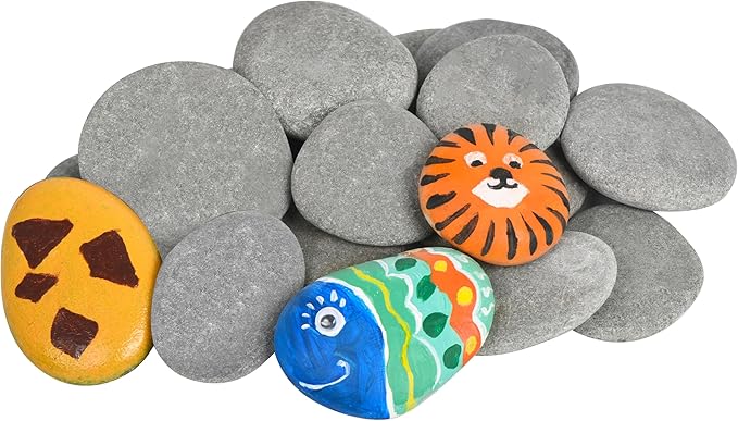 Simetufy 15 Pcs Rocks for Painting, River Rocks to Paint, 2"-3" Flat Painting Rocks, Smooth Rocks for Crafts, Natural Stones for DIY, Kindness Rocks Garden Decoration