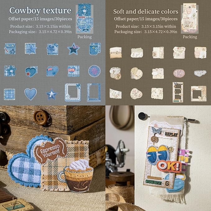 180 Pieces Vintage Sewing and Embroidery Themed Stickers, Aesthetic Decorative Hard Card Scrapbook Stickers for Journals, Crafting, Art Projects, Phone Case, Laptop, Journal Album Decoration
