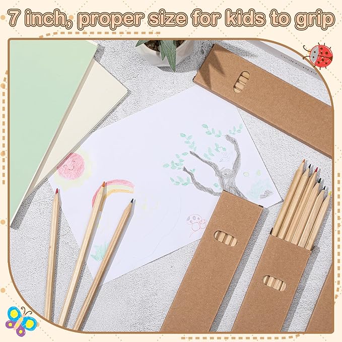 Ctosree 50 Packs Colored Pencils Bulk for Kids Coloring Supplies 7 Inch Coloring Pencils in Kraft Boxes for Classroom School Drawing Birthday Party Prize Gift Favors, 6 Assorted Colors Per Pack