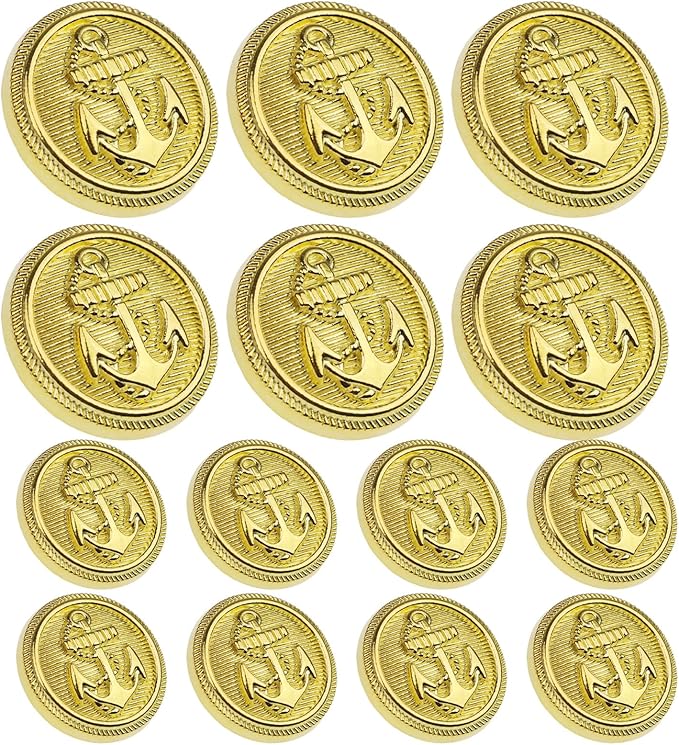 14PCS Gold Blazer Buttons for Men Replacement Buttons Suits Antique Gold Buttons for Blazer 23mm and 18mm Gold Button for Sport Coat, Uniform, Jackets Vintage Blazer Buttons Men