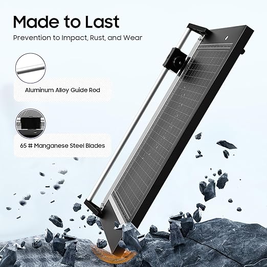 24-inch Manual Rotary Paper Cutter | Precision Trimmer for Photo Paper, Film & Craft Projects | with 2 Replacement Blades, Positioning Ruler & Anti-Jam Guide | Office & Art Studio Supplies (24in)