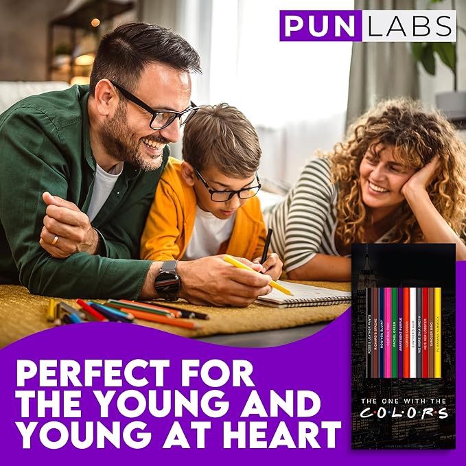 Colored Pencil Set – 12 Soft Core Drawing Pencils, Foil-Stamped with Clever References – Ideal Gift for Fans and Stationery Lovers – Art & Office Supplies, Travel Colored Pencils for Adults