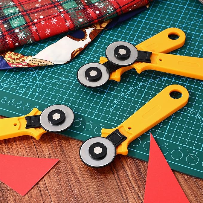 Lothee 12 Pcs 45mm Rotary Cutter for Fabric Precision Cloth Cutting Tool with Safety Lock for Sewing, Arts & Crafts with Comfortable Handle Craft Supplies
