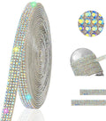 4-Yard Rhinestone Ribbon Self Adhesive Crystal Rhinestones, 4-Rows Bedazzling Strips, 4-Yard Rhinestone Strips for DIY Craft, Rhinestones for Crafting, Home Decor, AB Crystal