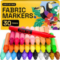 ARTISTRO 30 Fabric Markers - Fabric Decorating Kit - Permanent for Clothes - Acrylic Paint Pens for Sneakers, Bags, Shoes, Textile, Canvas, Sewing, Craft, DIY - Fine Tip