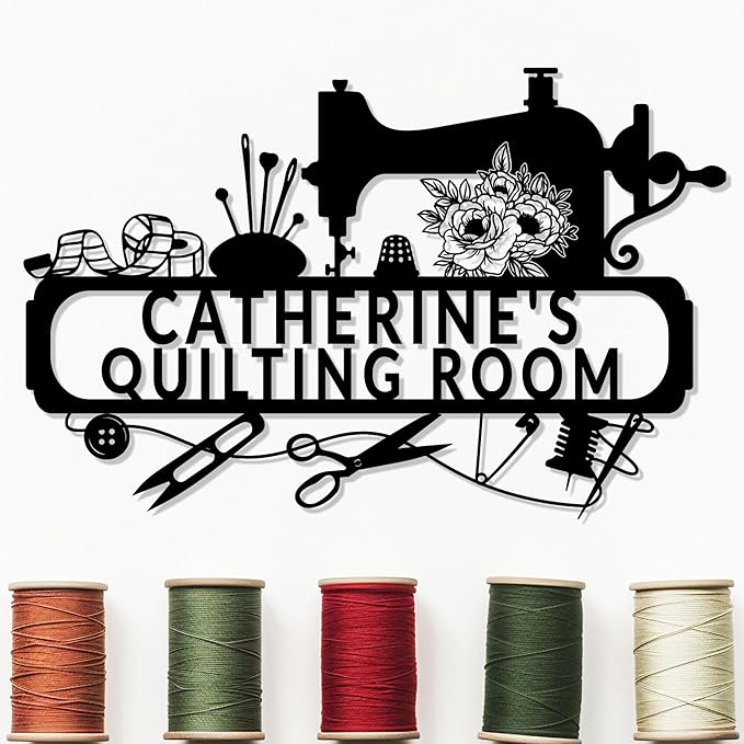 Custom Sewing Room Sign, Personalized Metal Quilting Sign, Sewing Room Decor, Sewing Machine Sign, She Shed Craft Room Decor, Personalized Sewing Gift For Sewing Lovers, Gift for Mom