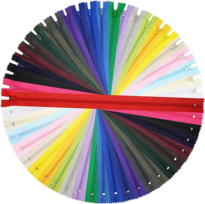Zippers for Sewing, DOITEM 24 pcs 15cm/6 Inch Multicolor Nylon Coil Zippers for Sewing and Crafts 24 Colors
