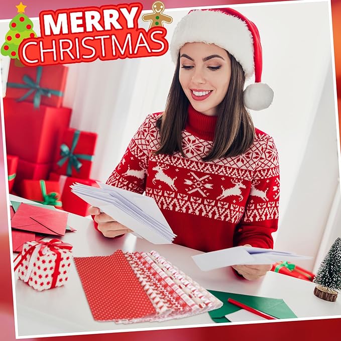 Oudain 60 Pcs 10 x 10 Inch Hot Cocoa Christmas Quilting Fabric Vintage Christmas Fat Squares Patchwork Precut Strips Santa Snowflake Candy Cane Fabric Bundles for Xmas DIY Craft Sewing