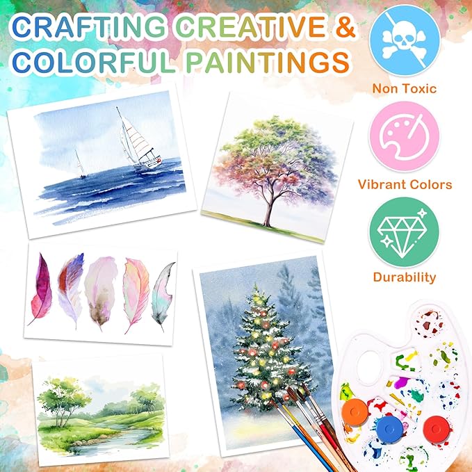 Nuanchu 18 Pcs Tempera Paint Cakes 18 Colors Large Washable Cake Paint 2.24 x 0.71inch Paints Blocks Art Supplies for Classroom Art Painting Drawing