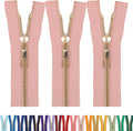 #5 Gold Metal Zipper - 50+ Colors - 3 PCS - (4-14 inches) Sizes - Luxury Lightweight Handcraft Metal Zippers with pulls for Purses Bags Pockets Shoes Sewing & Crafts DIY ZP022011