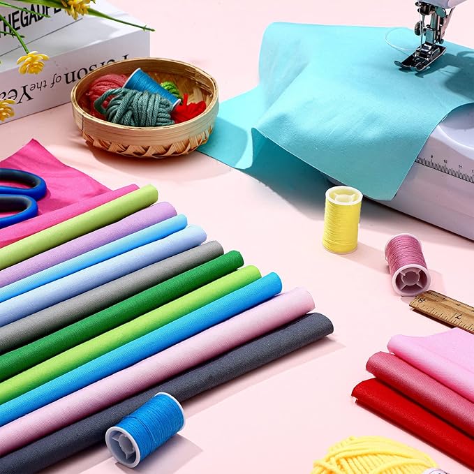 Boyiee 50 Pcs 10 x 10 Inch Cotton Fabric Bundle Square Multicolor Fabric Quilting Sewing Fat Quarters Patchwork Bundles for Beginners DIY Craft Sewing Clothing Scrapbooking