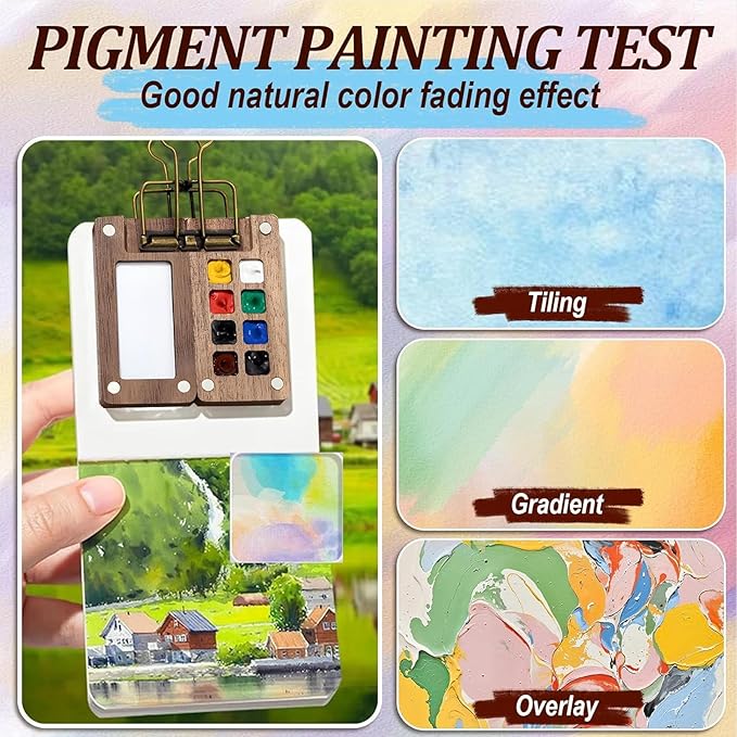 Mini Watercolor Travel Paint Set - Mini Paint Palette Travel Kit, Pocketartist Watercolor Set with Colours, Binder Clips, 3 Watercolor Pens, Brush for Painters Artists Student