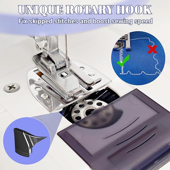 Beginner-Friendly Mini Sewing Machine with 12 Built-in Stitches, Sewing Machine with Foot Pedal, Portable, High-Low Speeds, Perfect for Sewing Enthusiasts