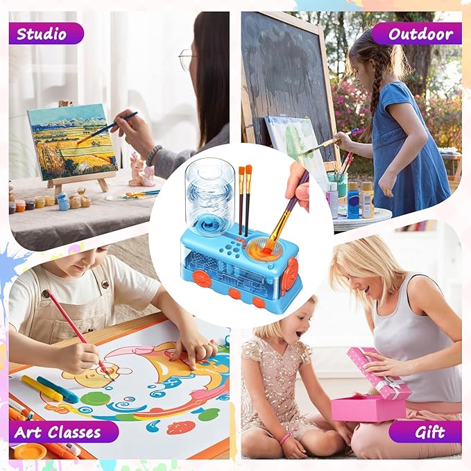 2025 Upgraded Paint Brush Cleaner Tool,Brush Rinser Cup Painting Running Water Circulation Art Supplies for Acrylic,Watercolor and Water Based Creative Gift for Adult Artist and Kids