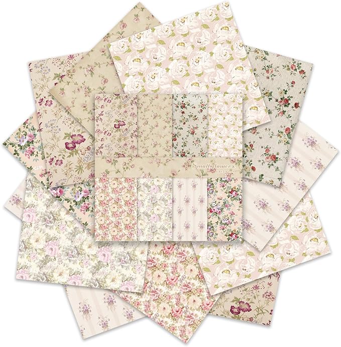 Scrapbook Paper,16 Sheets 5.8x5.8 Inch Vintage Floral Style Scrapbook Supplies,Single-Sided Vivid Origami Decoupage Paper for DIY Crafts, Card Making, Art Journaling