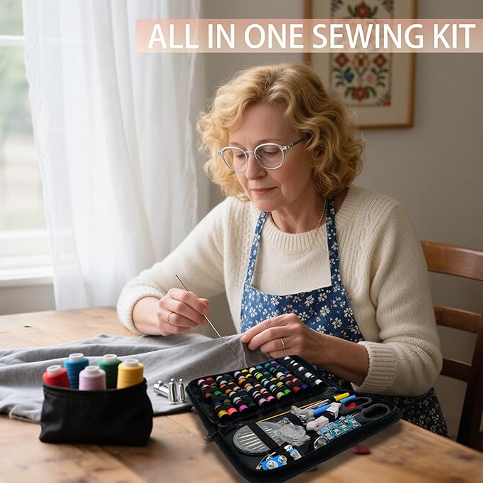 Sewing Kit with Case, 172pcs Sewing Accessories, Friendly for Beginner and Professional for Worker, Suitable for Travel, Home, School and DIY,Hand Sewn Needles, Tape Measures, Scissors