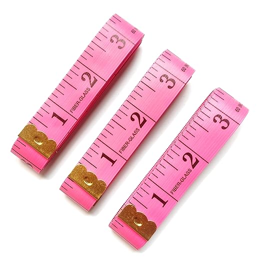 3 Pack Tape Measure Body Measuring Tape, Soft Fabric Measuring Tape for Sewing Cloth Measurement, 60 Inch Double Scale Tailor Ruler for Weight Loss (Red)