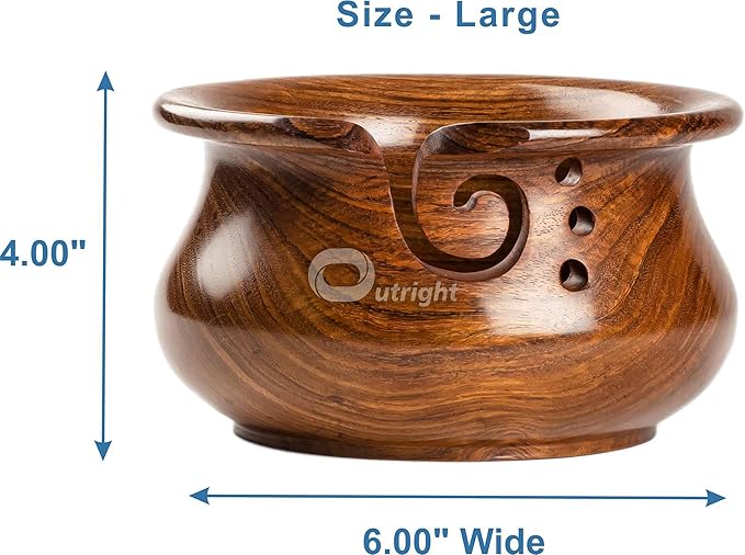 OUTRIGHT Crochet Accessories Wooden Yarn Bowl Large Yarn Bowl for Knitting Crochet Bowl Yarn Storage Holder Yarn Bowls for Crocheting Funny Yarn Bowl Cute Perfect Christmas Gifts for Women Crocheter