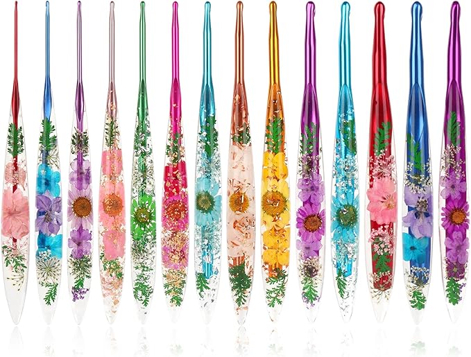 Katech 2.5mm Crochet Hooks with Floral Pattern-Elegant &Unique Crochet Needles-Longer Smooth Glide Crocheting Hook for Arthritic Hands, Beginners & Professional Ideal Crochet Gift
