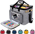 Hoshin Knitting Bag for Yarn Storage, High Capacity Yarn Totes Organizer with Inner Divider Portable for Carrying Project, Knitting Needles(up to 14”), Crochet Hooks, Skeins of Yarn (Grey)