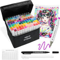 Alcohol Based Markers Art Set - 120 Color Professional Double Sided Marker for Artist, Markers for Adult Coloring Books No Bleeding - Dual Tip Color Pen for Drawing Blending Illustration Card Making