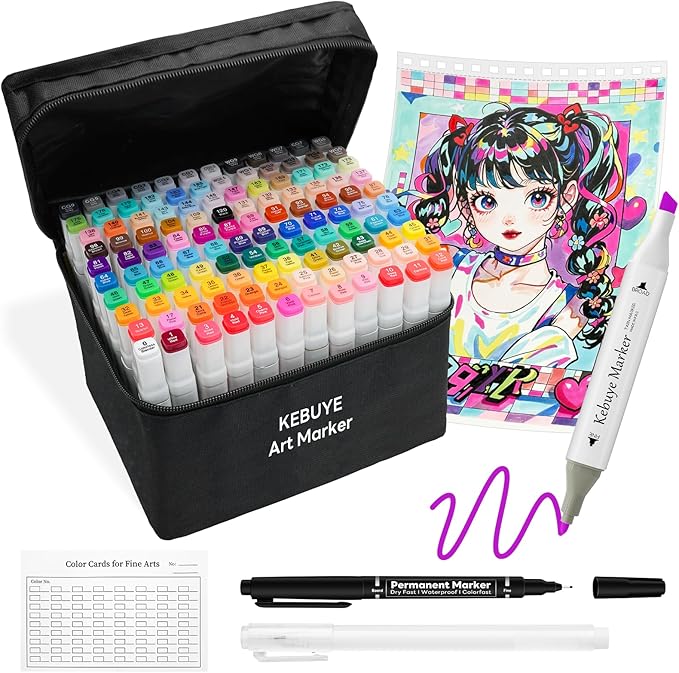 Alcohol Based Markers Art Set - 120 Color Professional Double Sided Marker for Artist, Markers for Adult Coloring Books No Bleeding - Dual Tip Color Pen for Drawing Blending Illustration Card Making