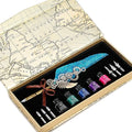 NC Quill Pen Ink Set Includes 5 Bottles of Ink and 6 Replaceable Stainless Steel Nibs, Feather Pen for Writing, Signing Invitations Etc. (Sky Blue)