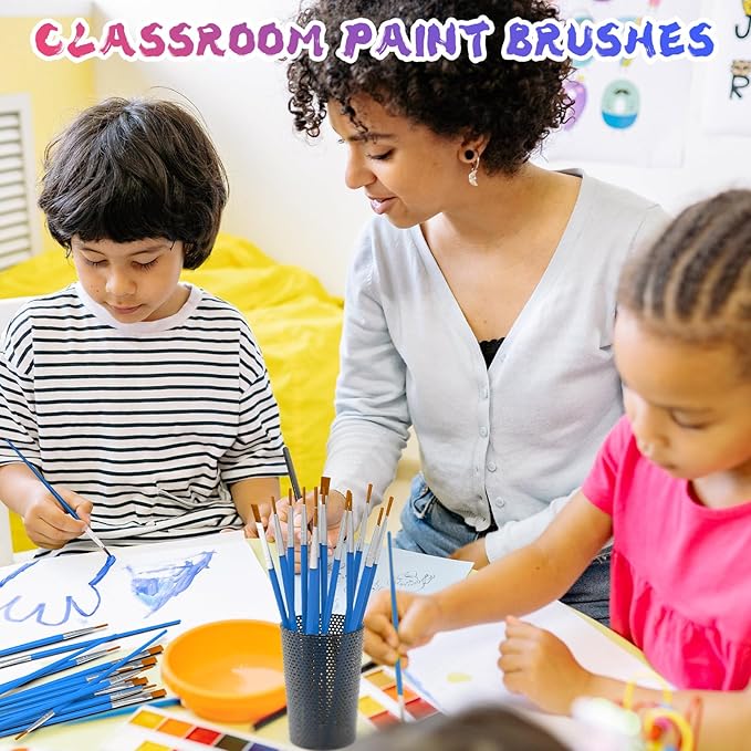 Small Paint Brushes for Crafts, 100 Pcs Art Painting Brushes Round Paint Brushes Set for Acrylic Painting, Mini Paint Brush for Kids Adults Oil Watercolor Rock Painting Body Face Nail Art