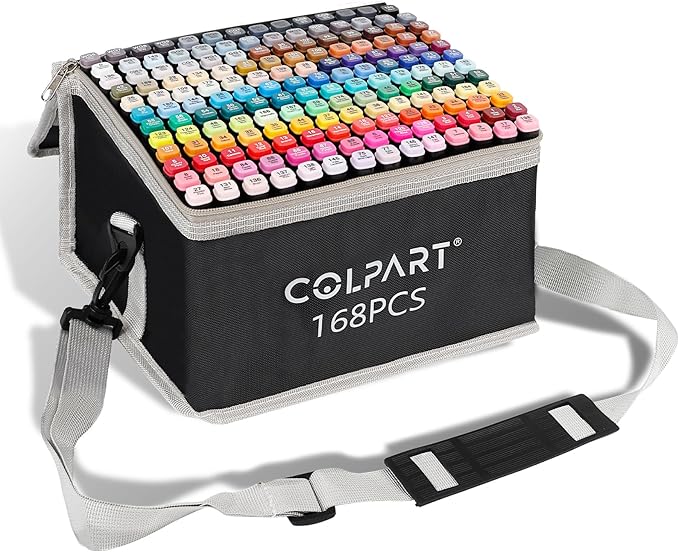 168 Colors Alcohol Markers Dual Tip Art Markers for Kids Marker Pens with Pen Holder and Carry Bag for Adult Coloring Painting Supplies Perfect for Painting, Coloring, Sketching and Drawing